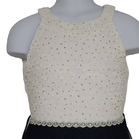 Blue and White Rhinestone Detailed Dress - Picture 2 of 8